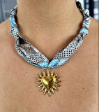 Karışık Renk Kalp Figürlü Tasarım Kolye