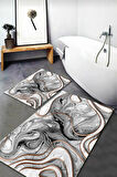 Banyo Paspas Takımı 2'li Set Kaymaz Tabanlı Yıkanabilir BB-114