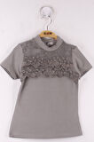 Toontoy Kız Çocuk Önü Dantelli T-Shirt