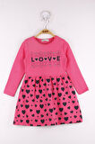 Toontoy Kız Çocuk Love Baskılı Elbise