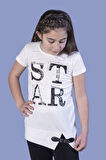 Toontoy Kız Çocuk Star Baskılı Kemer Detaylı Tişört