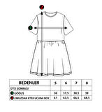 Toontoy Kız Çocuk Baskılı Taş İşlemeli Beli Lastikli İki Yanı Cepli  Elbise