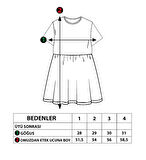 Toontoy Kız Çocuk Cebi Meow Nakışlı Taş İşlemeli Baskılı Elbise