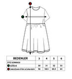 Toontoy Kız Çocuk Çiçek Desenli Yazı Nakışlı Pullu Taş İşlemeli Elbise