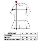 Toontoy Kız Çocuk Baskılı Eteği Büzgülü Düşük Kol Elbise