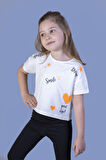 Toontoy Kız Çocuk Crop Model Neon Baskılı Tişört