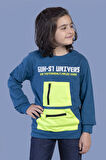 Toontoy Erkek Çocuk Baskılı Neon Cepli Sweatshirt