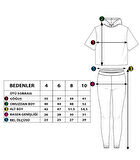 Toontoy Kız Çocuk Baskılı Kapüşonlu Kanguru Cepli Taytlı Takım