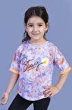 Toontoy Kız Çocuk Batik Desenli Baskılı Tişört