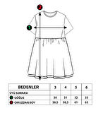 Toontoy Kız Çocuk Kalp Desenli Kolları Detaylı Elbise