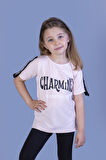 Toontoy Kız Çocuk Kolları Şerit Detaylı Baskılı Tişört