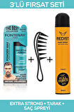Fontenay Saç Şekillendirici Pudra Toz Wax Matt Effect Mavi + Şekil Tarağı + 400ML Saç Spreyi 3'lü Set 2