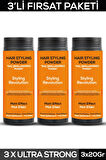 Fontenay Saç Şekillendirici Pudra Toz Wax Ultra Strong Turuncu 20gr X3 + Profesyonel Saç Fırçası 1018 4'lü Set