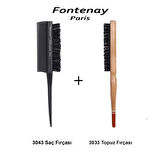Fontenay Profesyonel 3043 Topuz Fırçası Krepe Şiş Tarak 3In1 ve 3033 Topuz Fırçası 2'li Fırça Seti 2