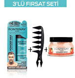 Fontenay Pudra Toz Wax Mavi 20gr + Şekil Tarağı 044 + Face And Body Scrub Çilekli 350ml 3'Lü Set