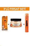 Fontenay Pudra Toz Wax Turuncu 20gr + Face And Body Scrub Şeftali 350ml + Saç Spreyi 400ml 3'Lü Set