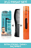 Fontenay Saç Şekillendirici Pudra Toz Wax Matt Effect + Şekil Tarağı + Saç Sprey 3'lü Set