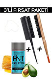 Fontenay Hair Wax Stick For Men+ Profesyonel Topuz Fırçası 3033 +Topuz Krepe Şiş Tarak 3043 3'Lü Set