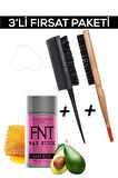Fontenay Hair Wax Stick For Kids+Profesyonel Topuz Fırçası 3033 +Topuz Krepe Şiş Tarak 3043 3'Lü Set