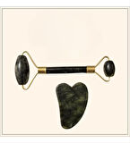 Fontenay Cilt Bakım Seti Doğal Yeşim Taşı, Faceroller ve Yeşim Kalp GuaSha Masaj Taşı 2 li