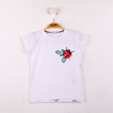 Kız Çocuk Tişört Uğur Böceği Nakışlı