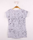 Toontoy Kız Çocuk Göğsü Şerit Aksesuarlı Tişört