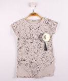 Toontoy Kız Çocuk Göğsü Şerit Aksesuarlı Tişört