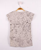 Toontoy Kız Çocuk Göğsü Şerit Aksesuarlı Tişört