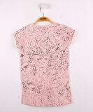 Toontoy Kız Çocuk Göğsü Şerit Aksesuarlı Tişört