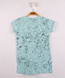 Toontoy Kız Çocuk Göğsü Şerit Aksesuarlı Tişört