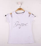 Toontoy Kız Çocuk Bonjour Şeritli Tişört