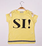 Toontoy Kız Çocuk SI Baskılı Şeritli Tişört