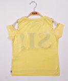 Toontoy Kız Çocuk SI Baskılı Şeritli Tişört