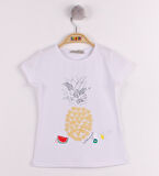 Toontoy Kız Çocuk Ananas Baskılı Tişört 