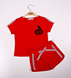 Toontoy Kız Çocuk Kiraz Nakışlı Şortlu Takım