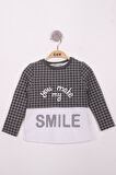 Toontoy Kız Çocuk Kareli Kumaşlı Smile Baskılı T-Shirt