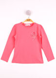 Toontoy Kız Çocuk Göğsü Çiçek Nakışlı T-Shirt