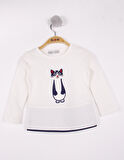 Toontoy Kız Çocuk Kedi Nakışlı T-Shirt