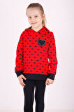 Toontoy Kız Çocuk Komple Kalp Desenli Sweatshirt