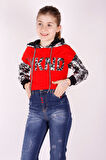 Toontoy Kız Çocuk Kamuflaj Desenli Kapşonlu Sweatshirt