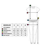 Toontoy Kız Çocuk Komple Baskılı Yırtmaç Detaylı Taytlı Takım