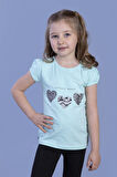 Toontoy Kız Çocuk Simli Kalp Desenli T-Shirt