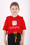 Toontoy Kız Çocuk Instagram Baskılı Kapüşonlu Tişört