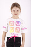 Toontoy Kız Çocuk Instagram Baskılı Crop Tişört