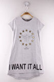 Toontoy Kız Çocuk  I Want It All Baskılı Elbise