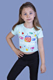 Toontoy Kız Çocuk Kalpli Instagram Baskılı Tişört