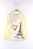 Toontoy Kız Çocuk Paris Baskılı Pul Detaylı Tişört