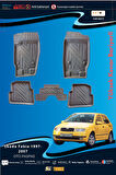 Skoda Fabia 1997-2007 için 5,5D Carbon Style Havuzlu Paspas - TPE Malzeme