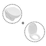 Serel Basic Asma Klozet+Serel Gediz Duroplast Metal Menteşeli Klozet Kapağı 0422OTS110H + 2276100002