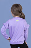 Toontoy Kız Çocuk Kolları Fırfır Detaylı Nakışlı Sweatshirt